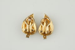 18k Yellow Gold Diamond Leaf Earrings Gorgeous Vintage Look TDW, 0.25ct