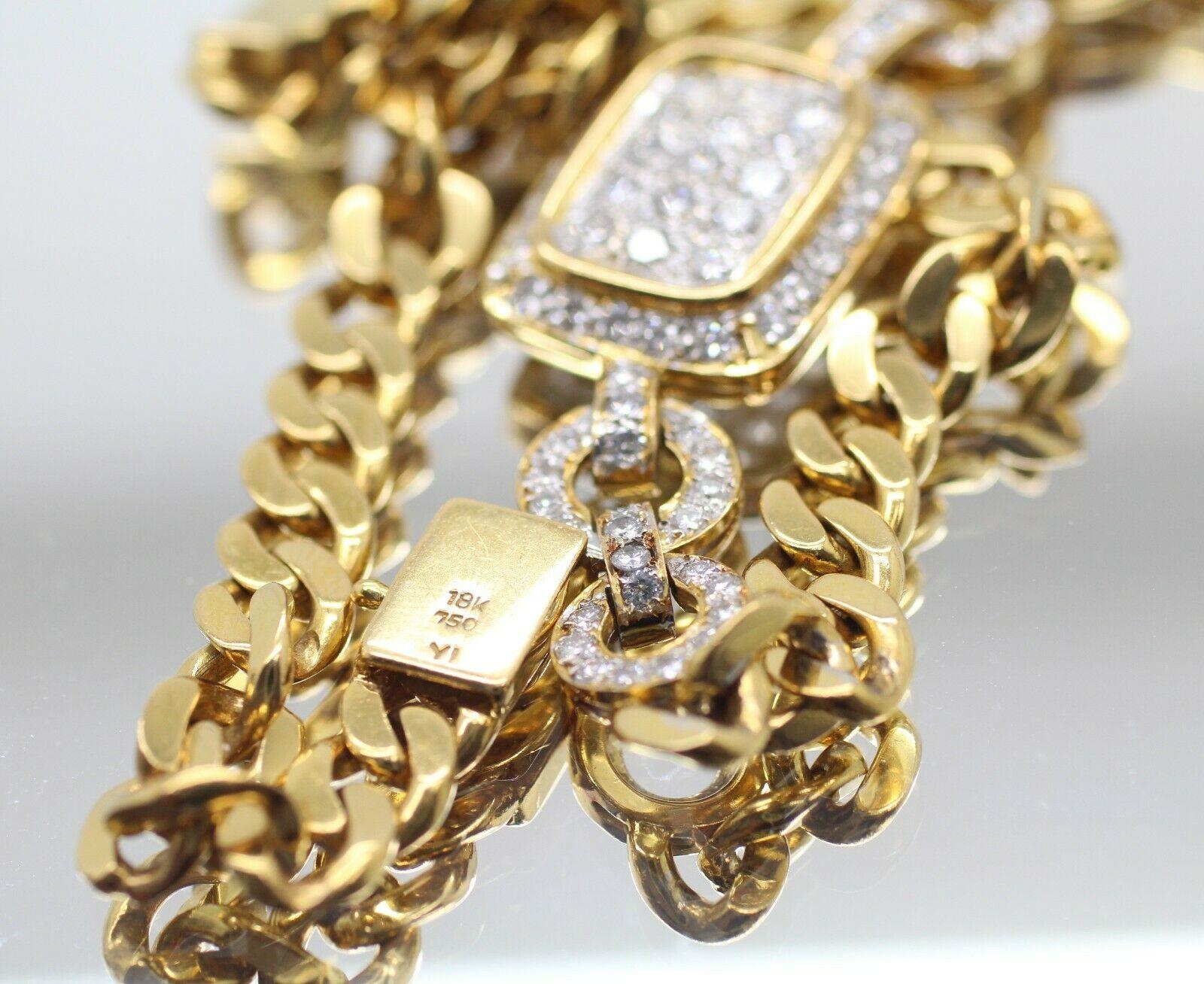 18 Karat Yellow Gold Diamond Link Necklace with 3.50 Carat in Diamonds 1