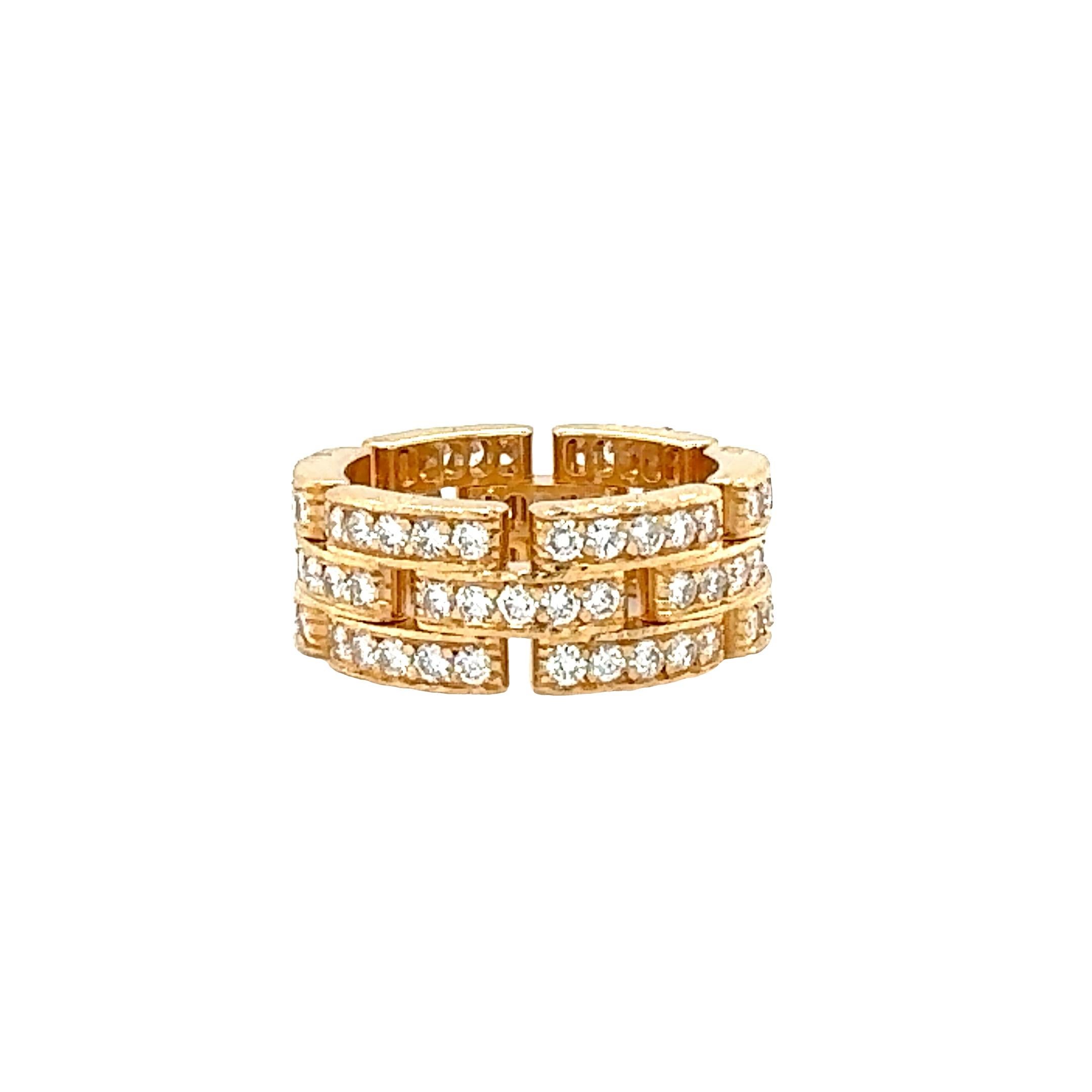 Round Cut 18K Yellow Gold Diamond Maillon Panthere Band For Sale