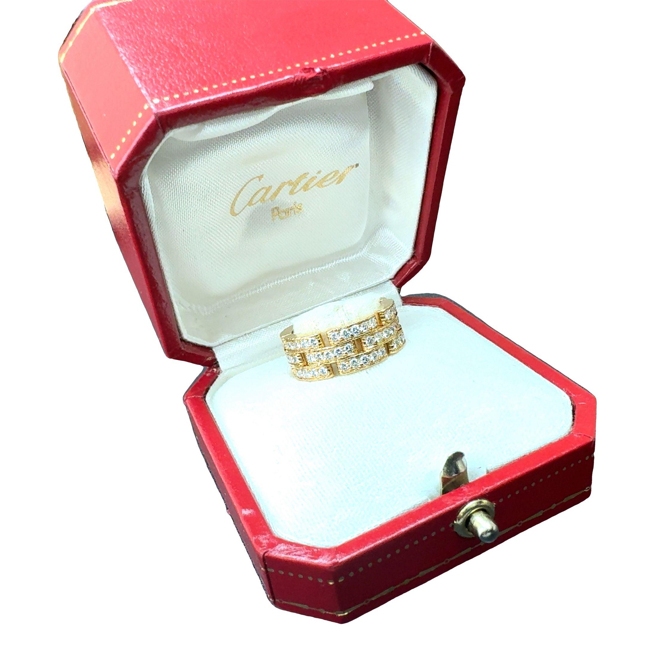 18K Yellow Gold Diamond Maillon Panthere Band In Good Condition For Sale In Beverly Hills, CA