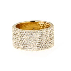 18K Yellow Gold Diamond Micropave Ring - Large Cigar Ring