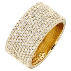 18K Yellow Gold Diamond Micropave Ring - Large Cigar Ring
