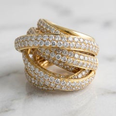 Bague multi-bandes en or jaune 18 carats avec environ 15 carats de diamants ronds