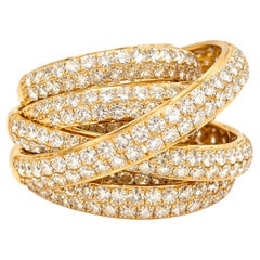 18K Yellow Gold Diamond Multi-Band Ring with Approx. 15 Carats of Round Diamonds