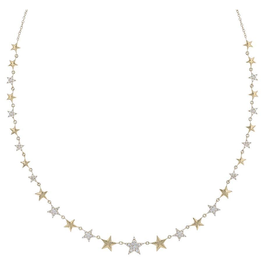 18K Yellow Gold Diamond Multi Star Necklace, 0.57ct For Sale