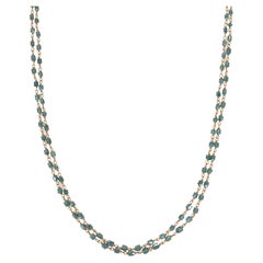 11.18 Carat Rough Diamond Bead Multi Strand Necklace in 18k Solid Yellow Gold