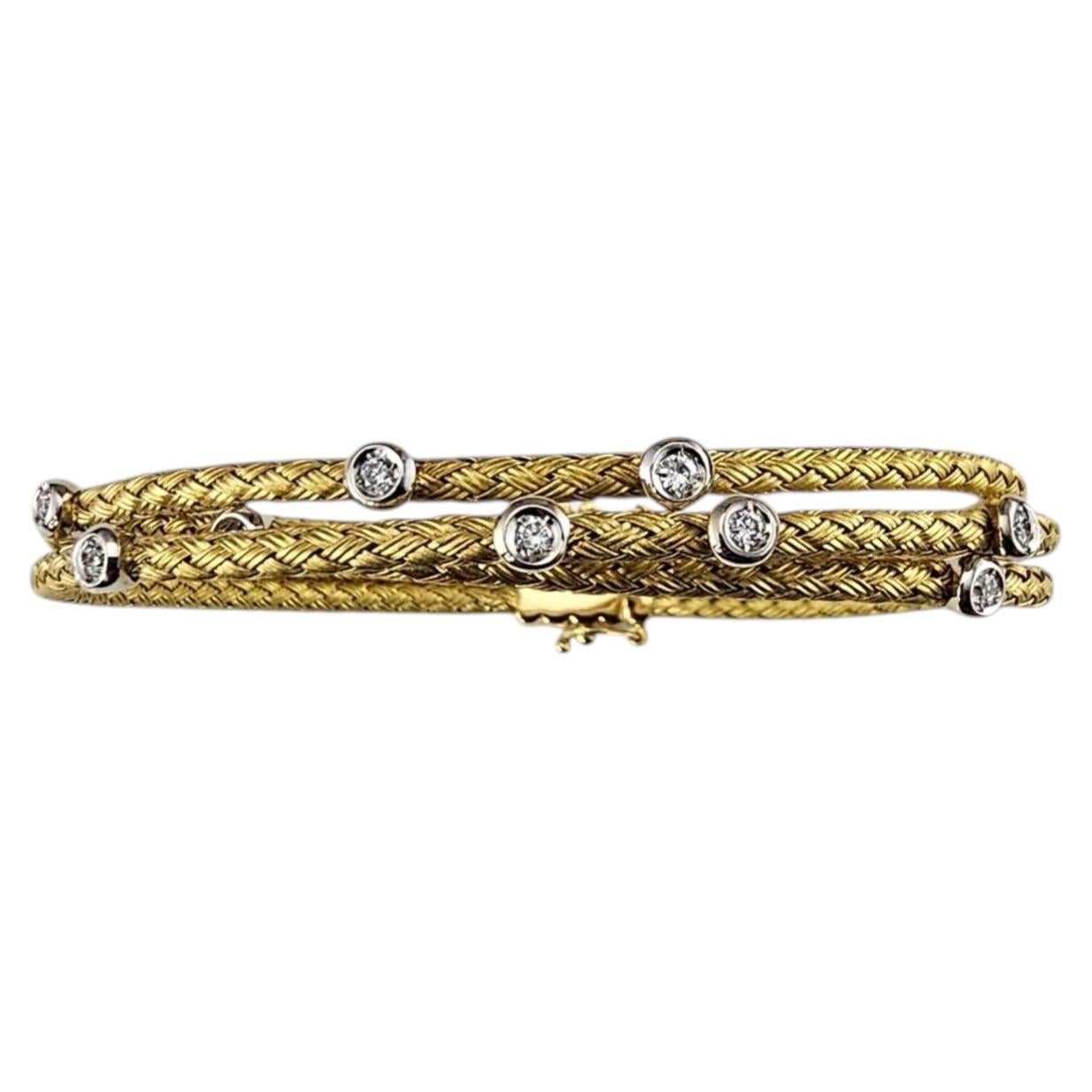 18K Yellow Gold Diamond Multi-Strand Woven Bracelet #24889