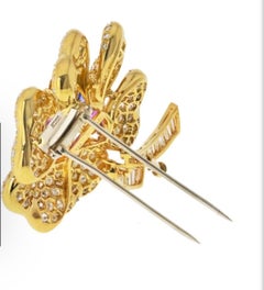 Broche/alfiler Flor Zafiro Multicolor Diamante Oro Amarillo 18K de Designer Adler