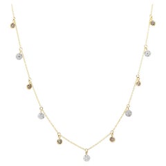 18K Yellow Gold Natural Diamond Chain Necklace