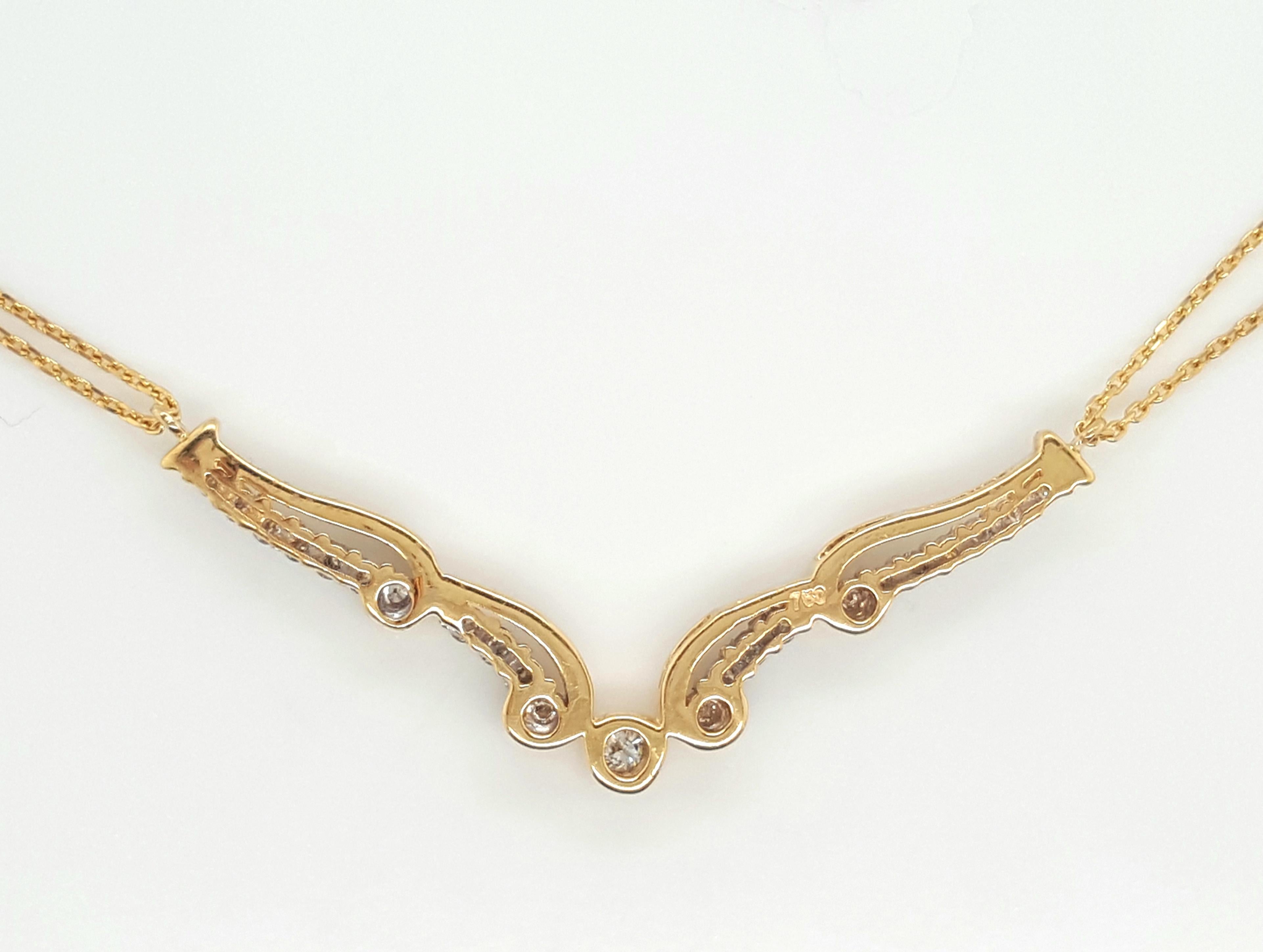 18 Karat Gelbgold Diamant-Halskette mit doppelter Kette im Zustand „Gut“ im Angebot in Addison, TX