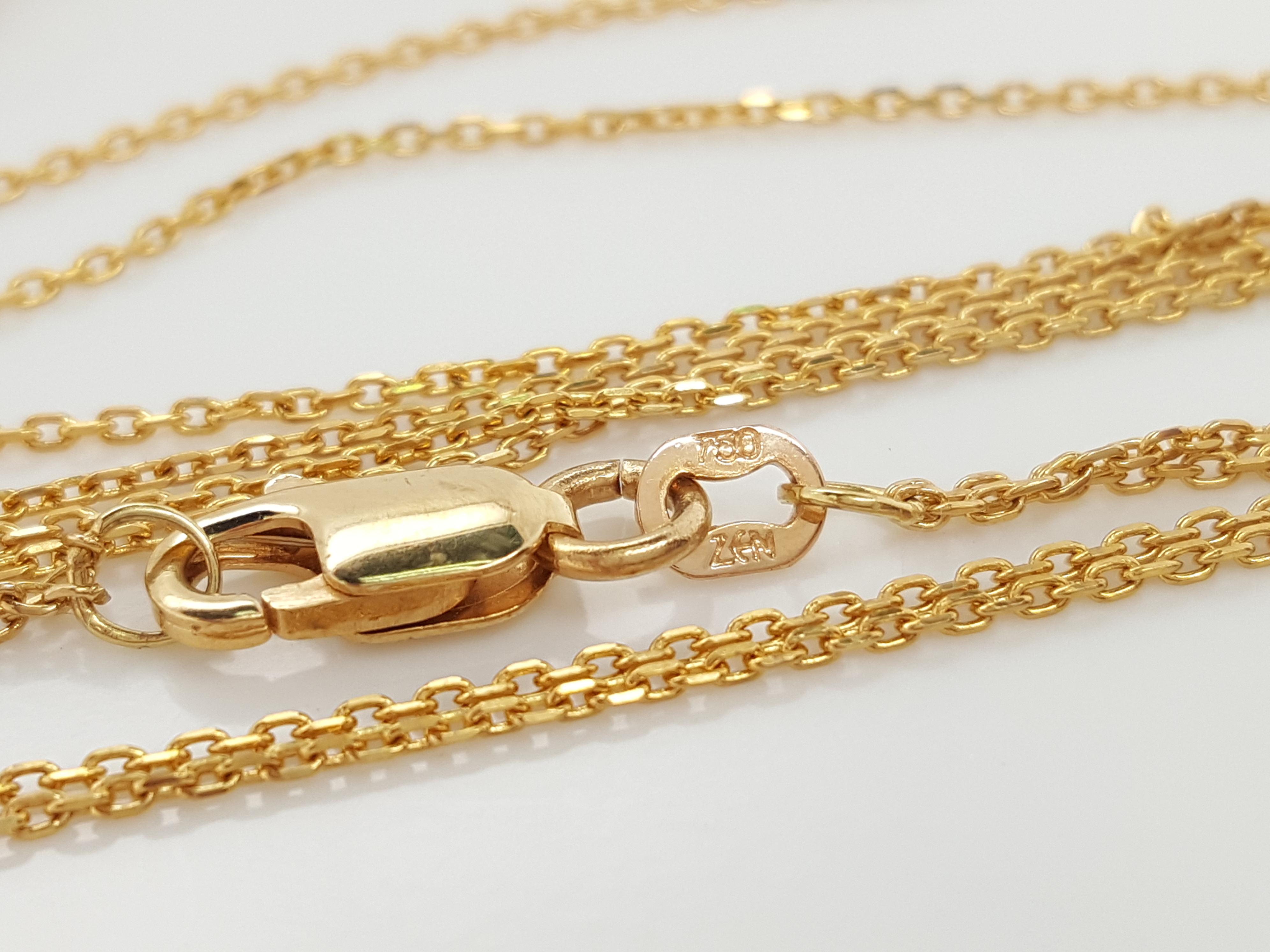 Modern 18 Karat Yellow Gold Diamond Necklace with Double Chain For Sale