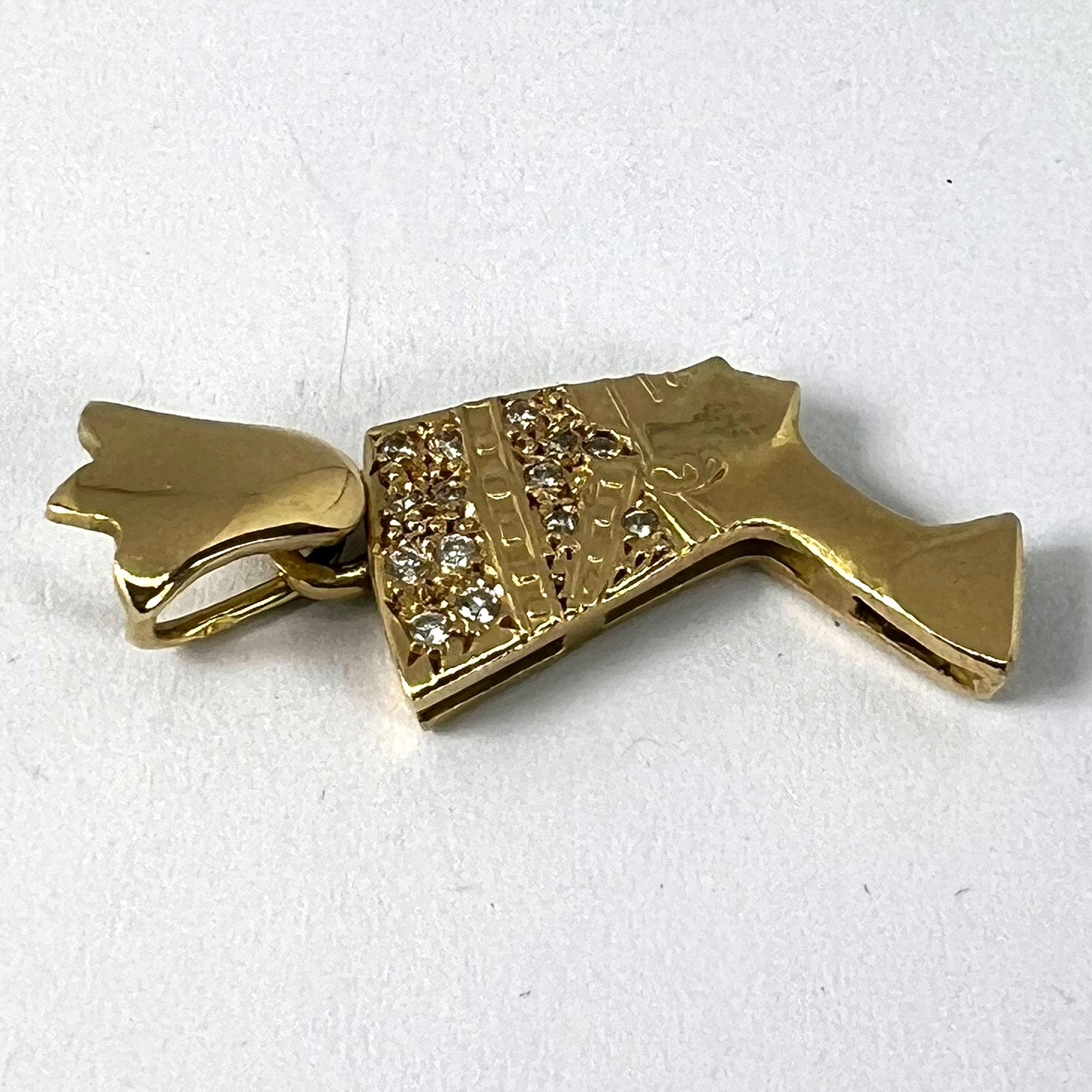 18K Yellow Gold Diamond Nefertiti Charm Pendant For Sale 9