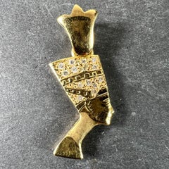 18K Yellow Gold Diamond Nefertiti Charm Pendant