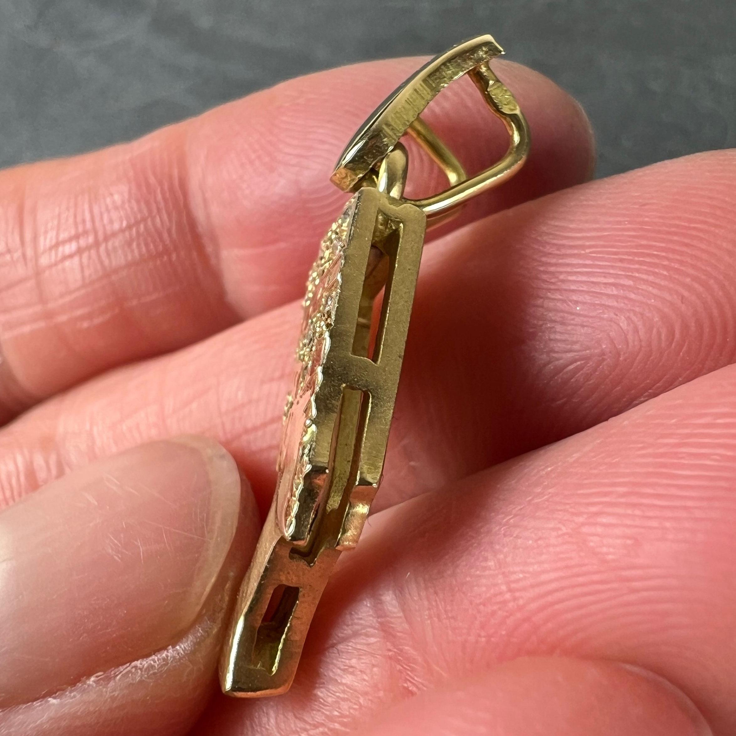 18K Yellow Gold Diamond Nefertiti Charm Pendant For Sale 2