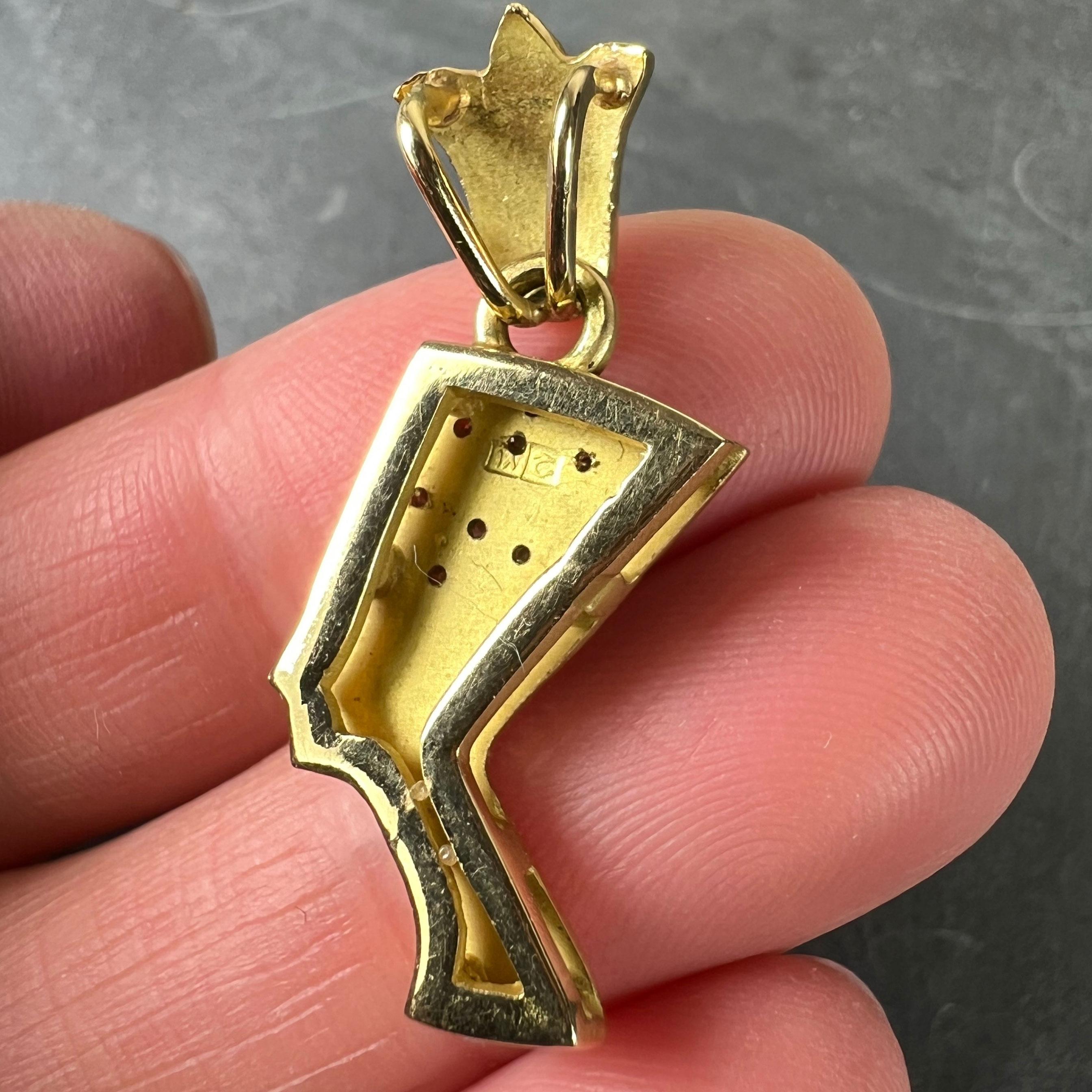 18K Yellow Gold Diamond Nefertiti Charm Pendant For Sale 3