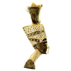 18K Yellow Gold Diamond Nefertiti Charm Pendant