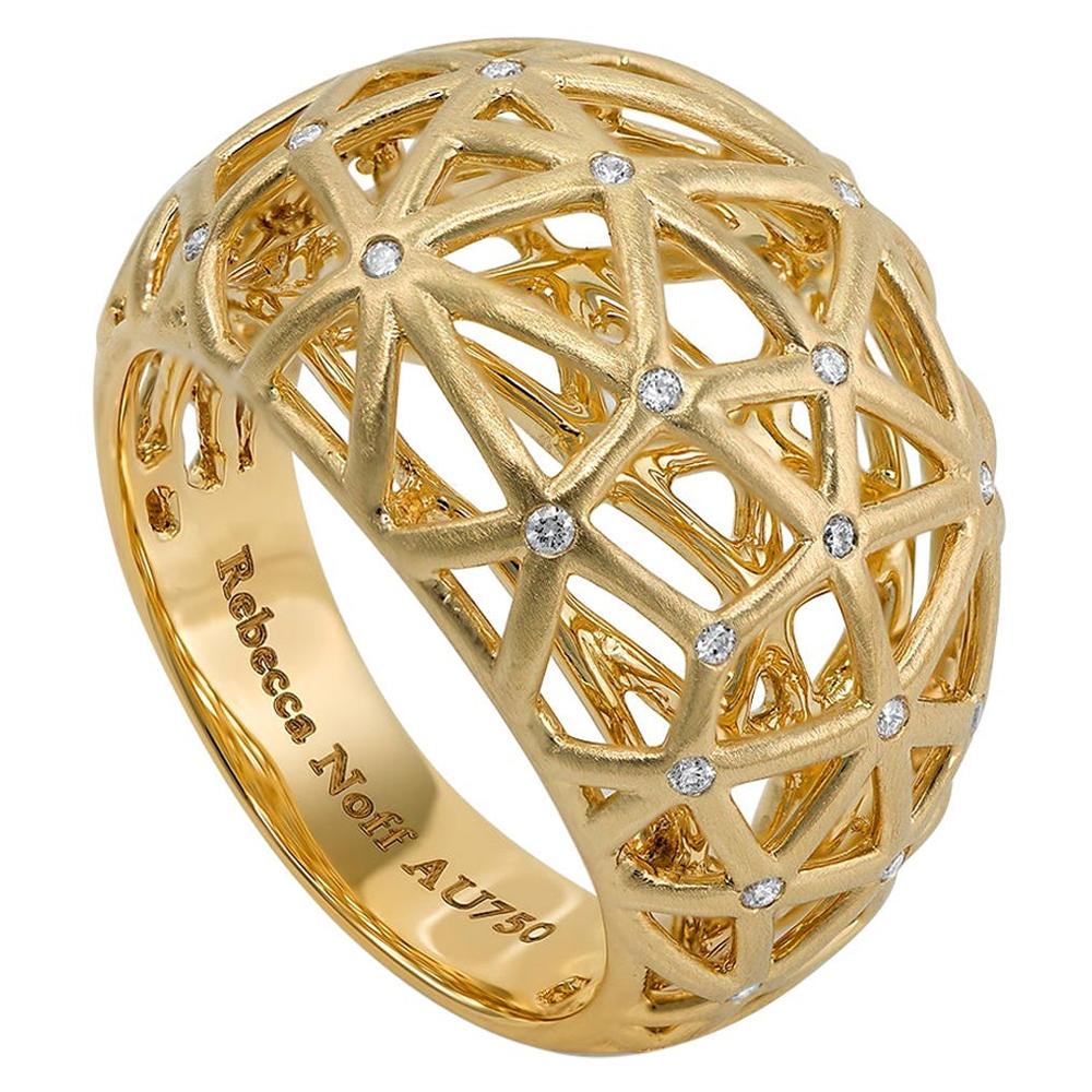 Bague en forme de nid en or jaune 18 carats et diamants