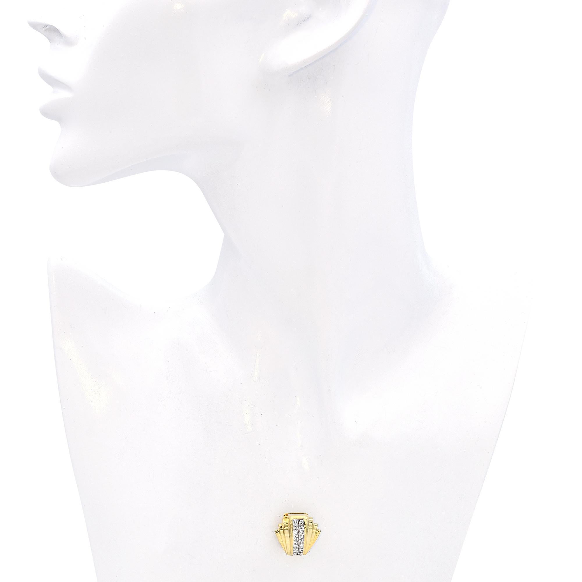 Taille princesse Pendentif Slide Omega en or jaune 18k avec diamants en vente