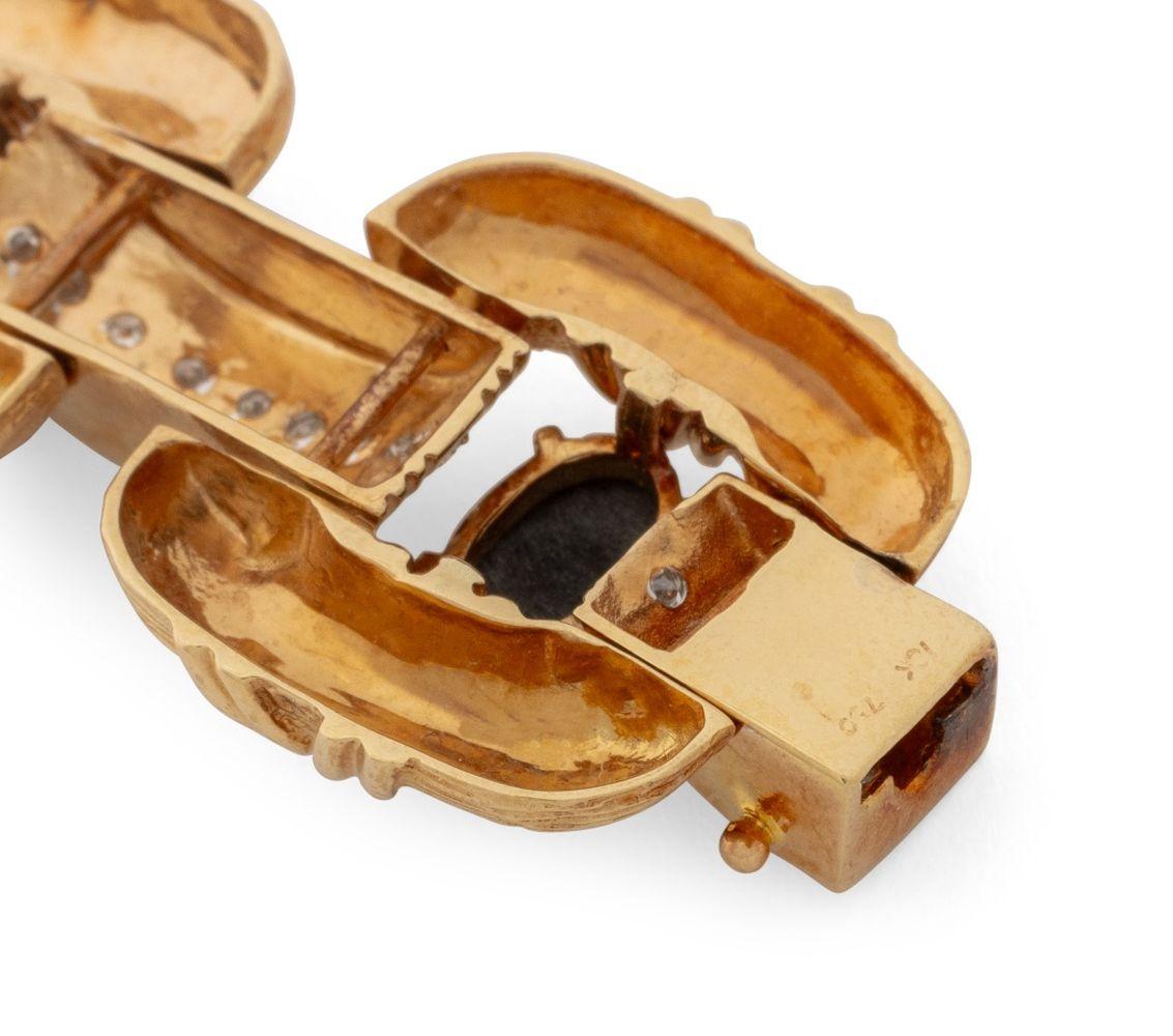 Bracelet en or jaune 18K avec diamant et onyx en vente 7