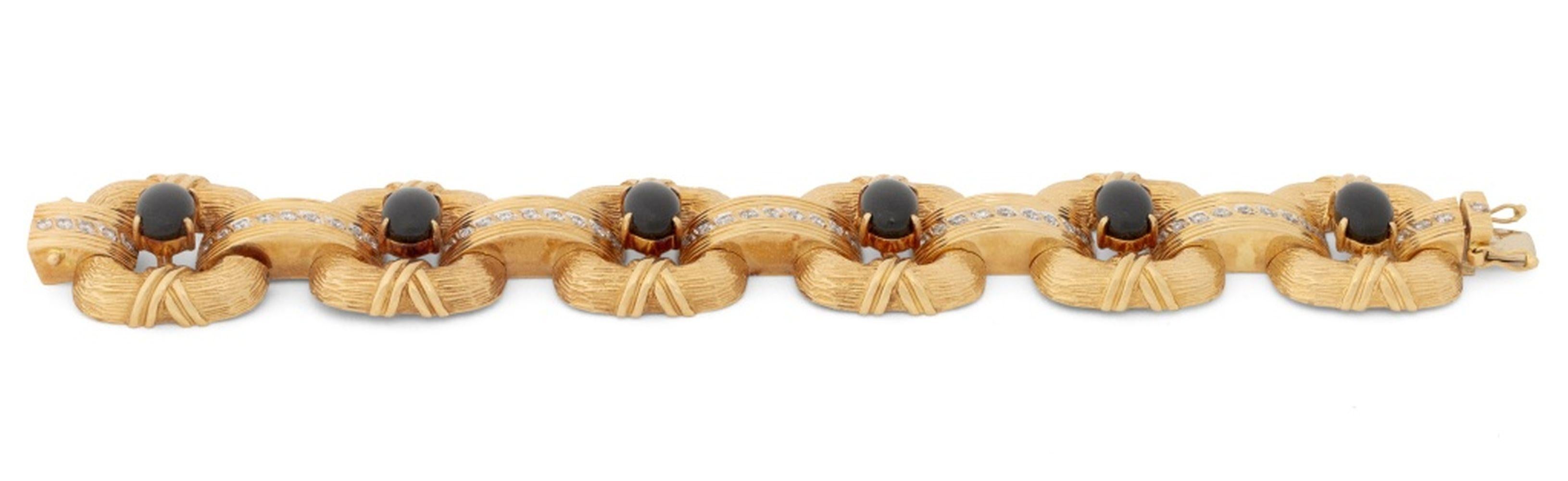 Bracelet en or jaune 18K avec diamant et onyx en vente 3