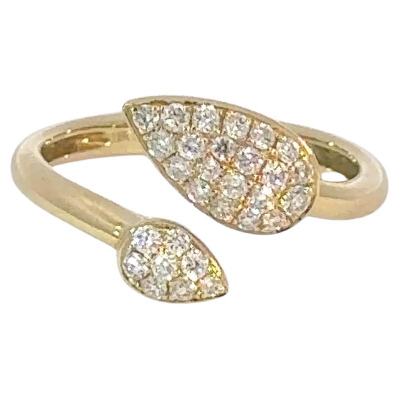 Bague à anneau ouvert en or jaune 18K et diamants