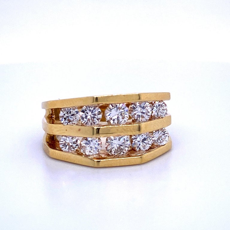 18 Karat Yellow Gold Diamond Openwork Ring 1.65 Carat For Sale at 1stDibs