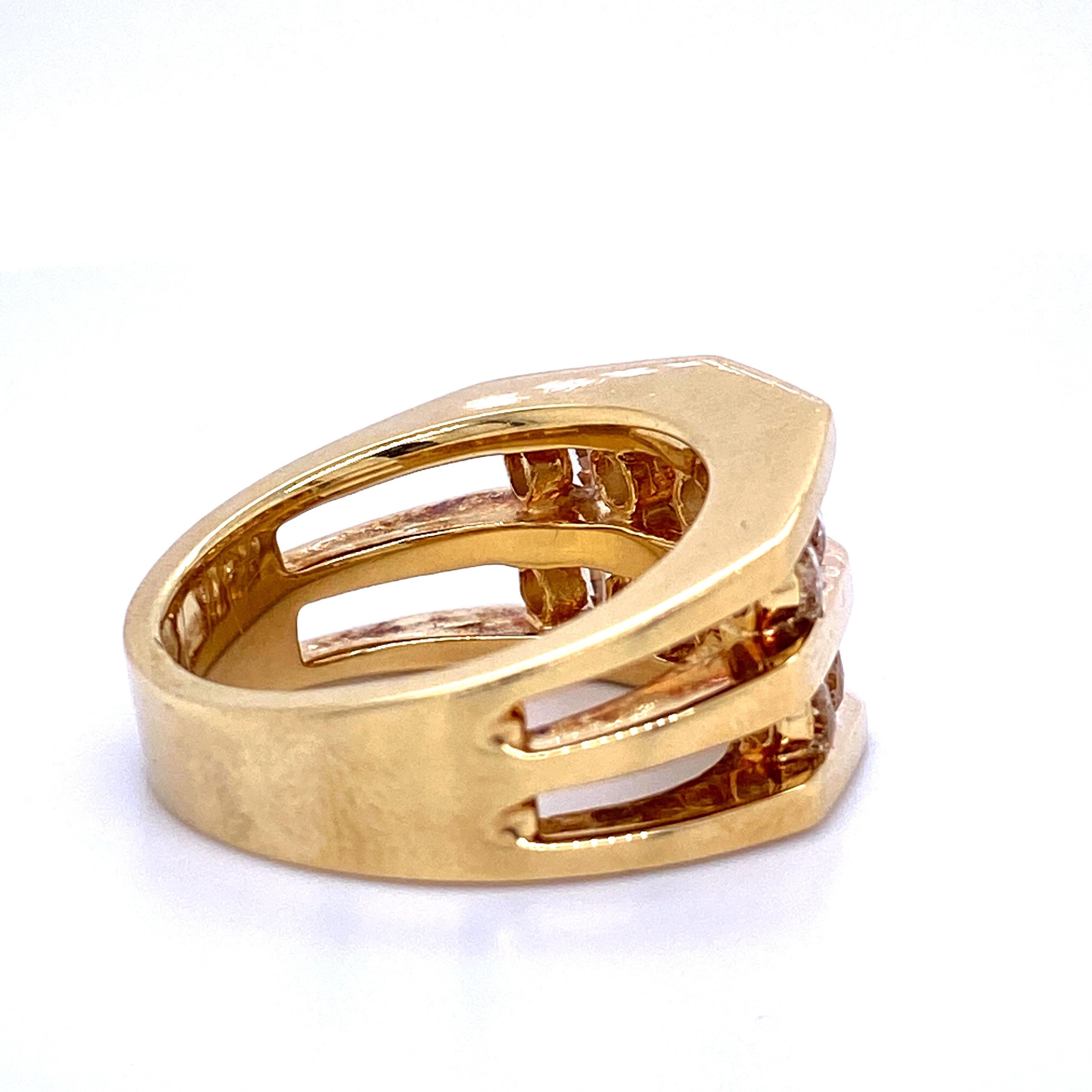 18 Karat Yellow Gold Diamond Openwork Ring 1.65 Carat 1