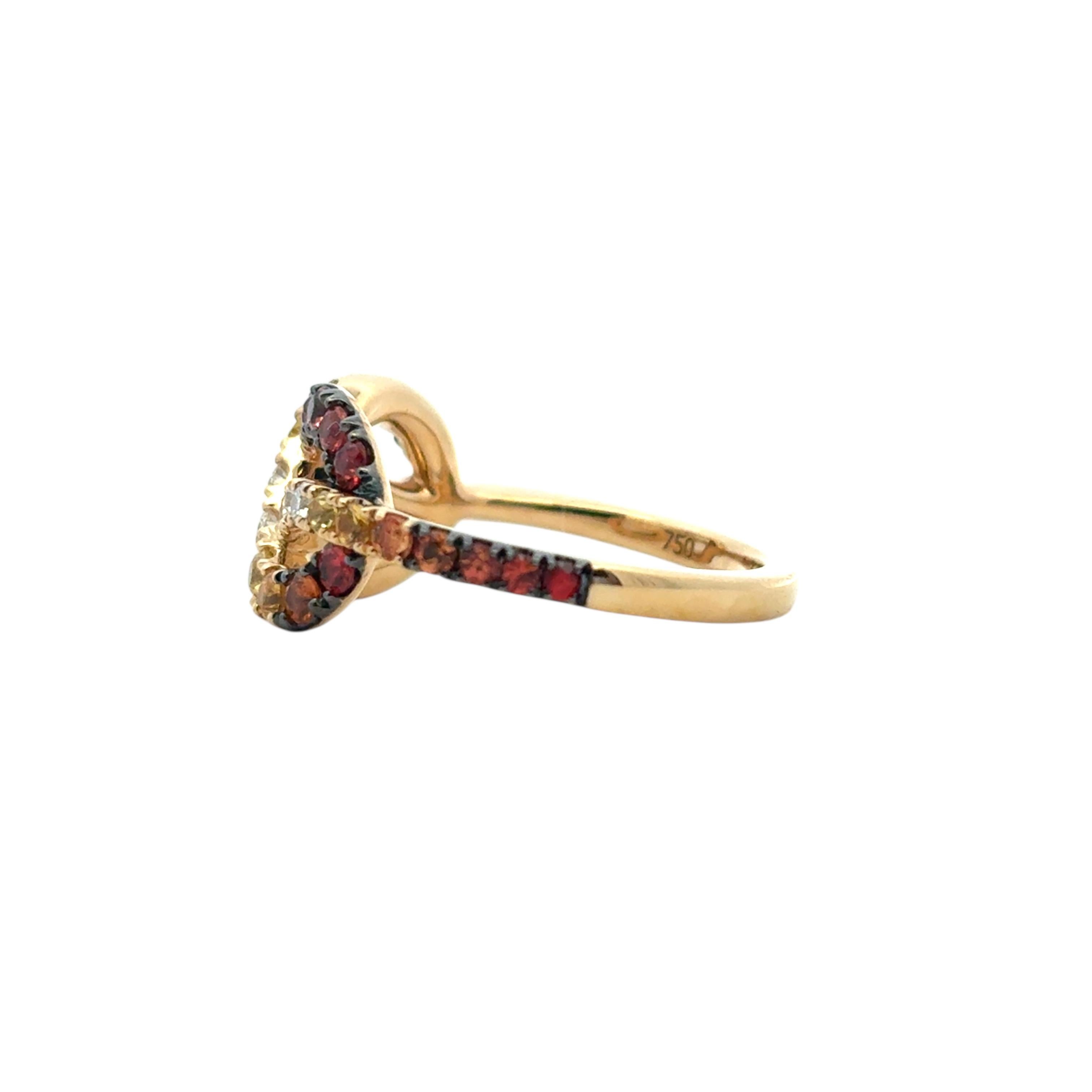 18k Yellow Gold Diamond Orange Stone Bowtie Ring im Angebot 4