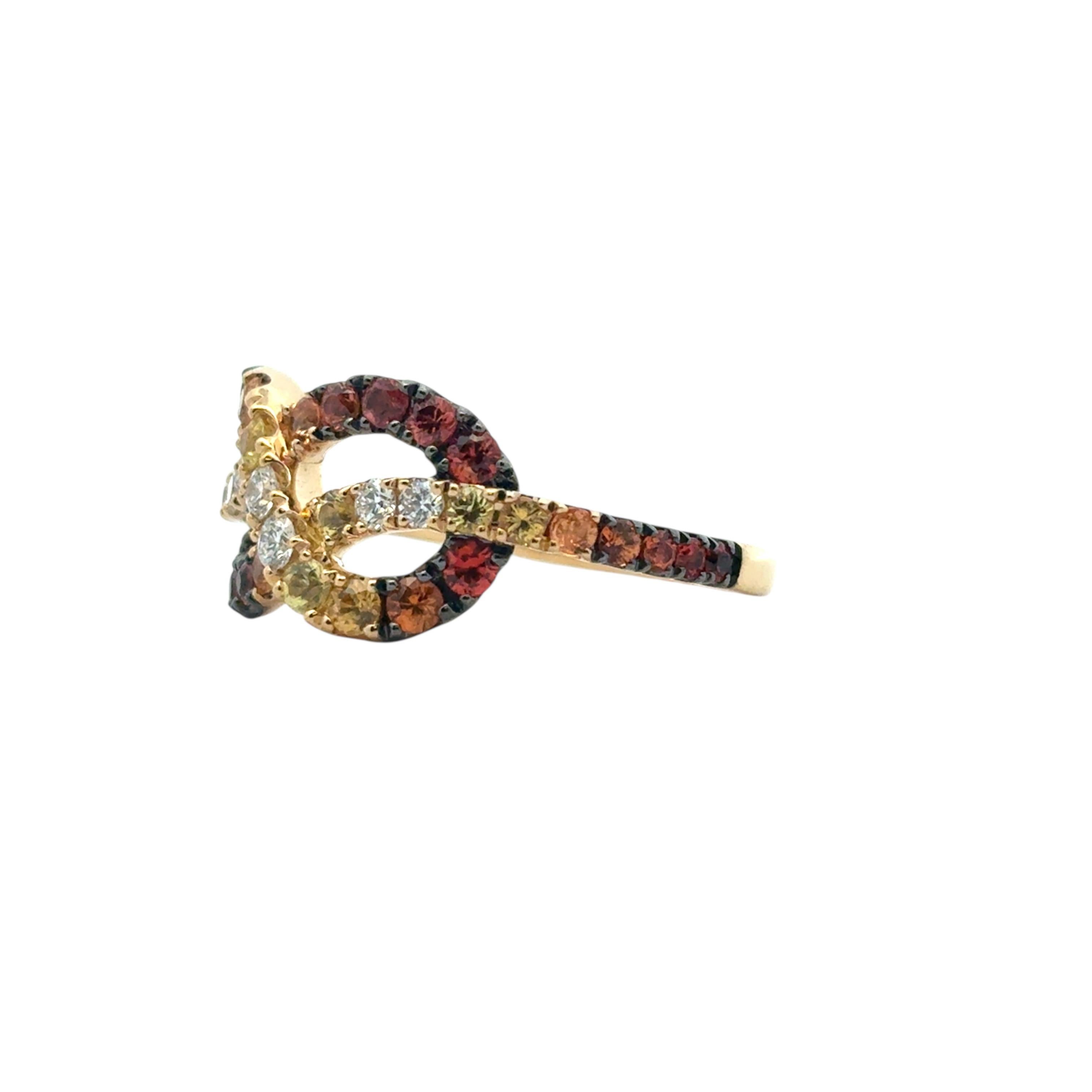 18k Yellow Gold Diamond Orange Stone Bowtie Ring im Angebot 5