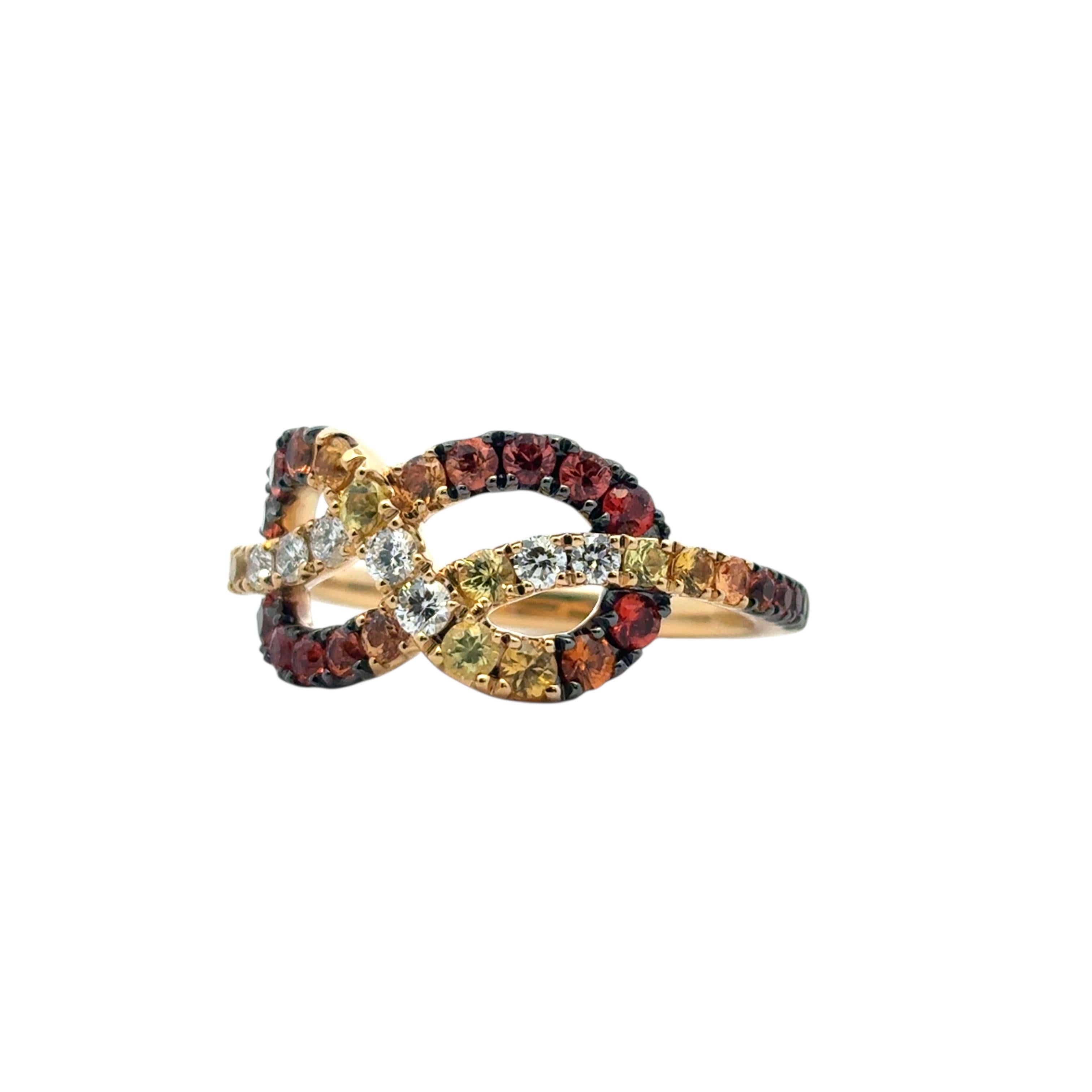 18k Yellow Gold Diamond Orange Stone Bowtie Ring im Angebot 6