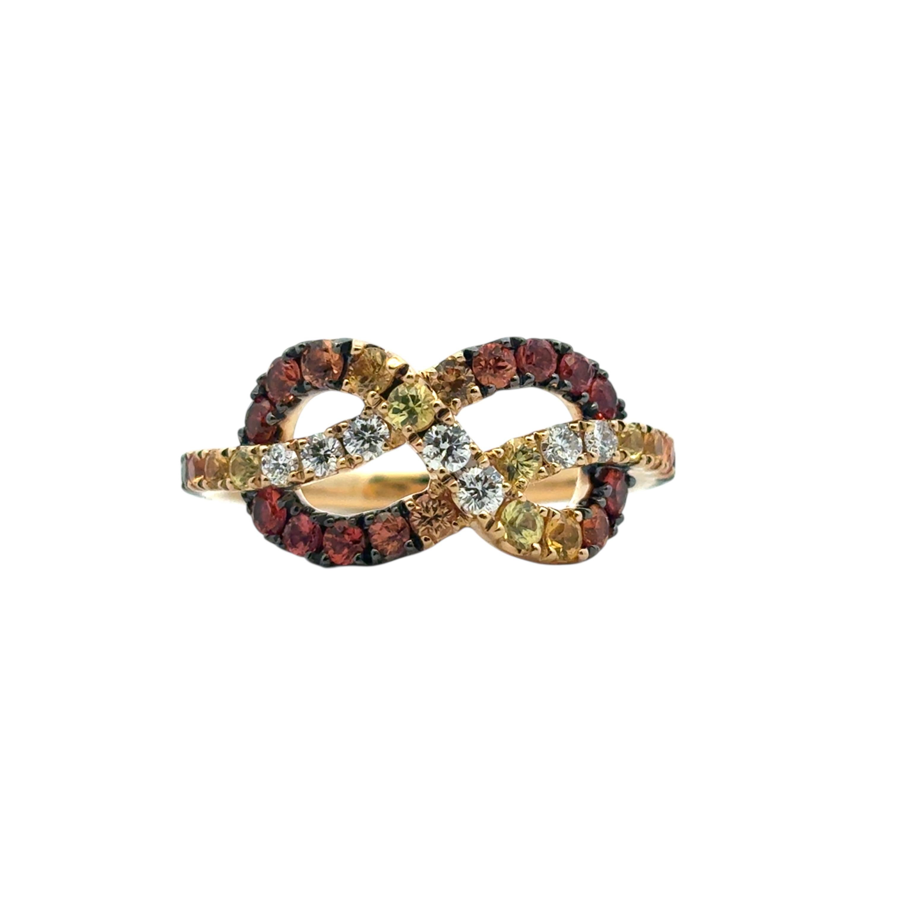 18k Yellow Gold Diamond Orange Stone Bowtie Ring im Angebot 7