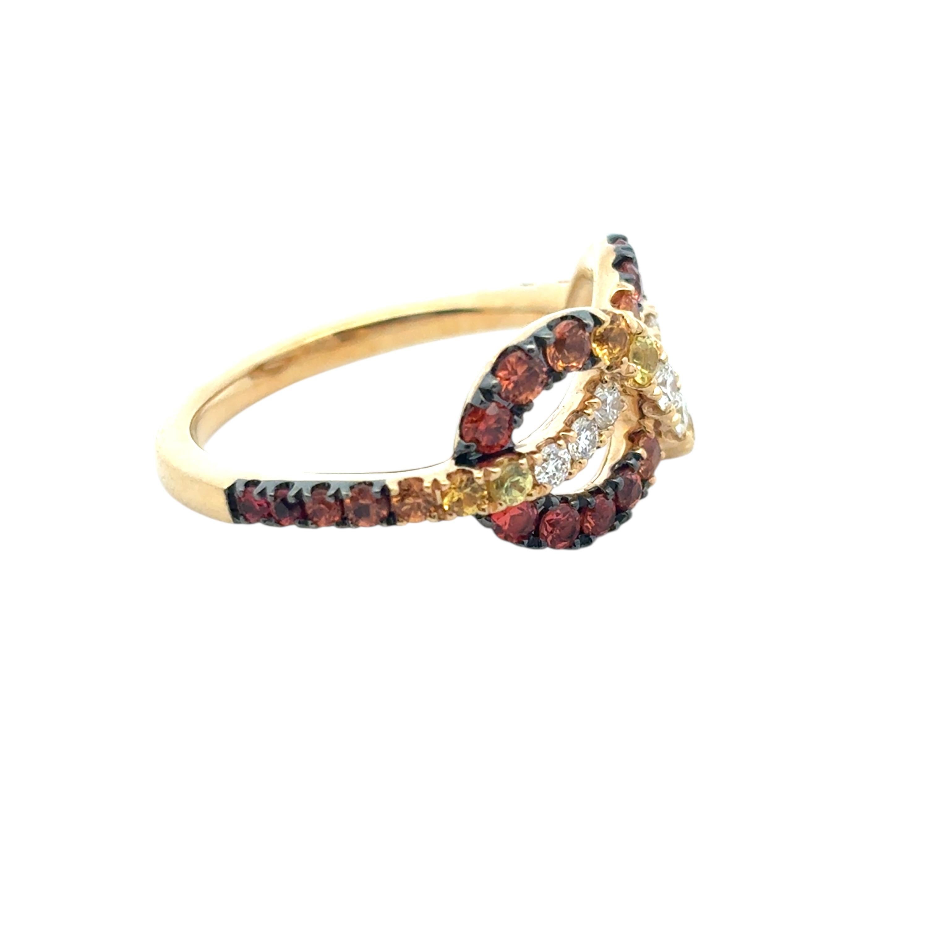18k Yellow Gold Diamond Orange Stone Bowtie Ring im Angebot 8