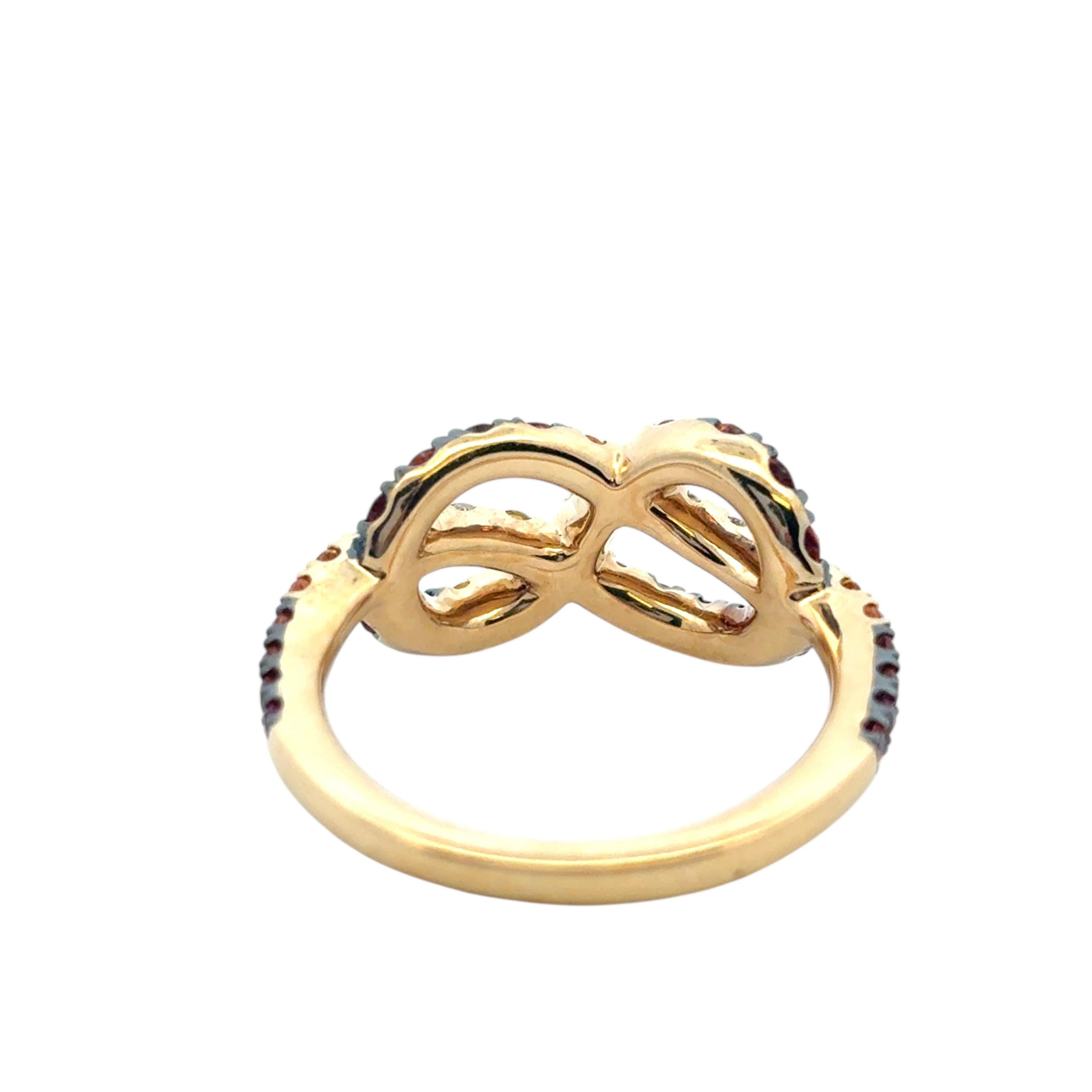 18k Yellow Gold Diamond Orange Stone Bowtie Ring im Angebot 9