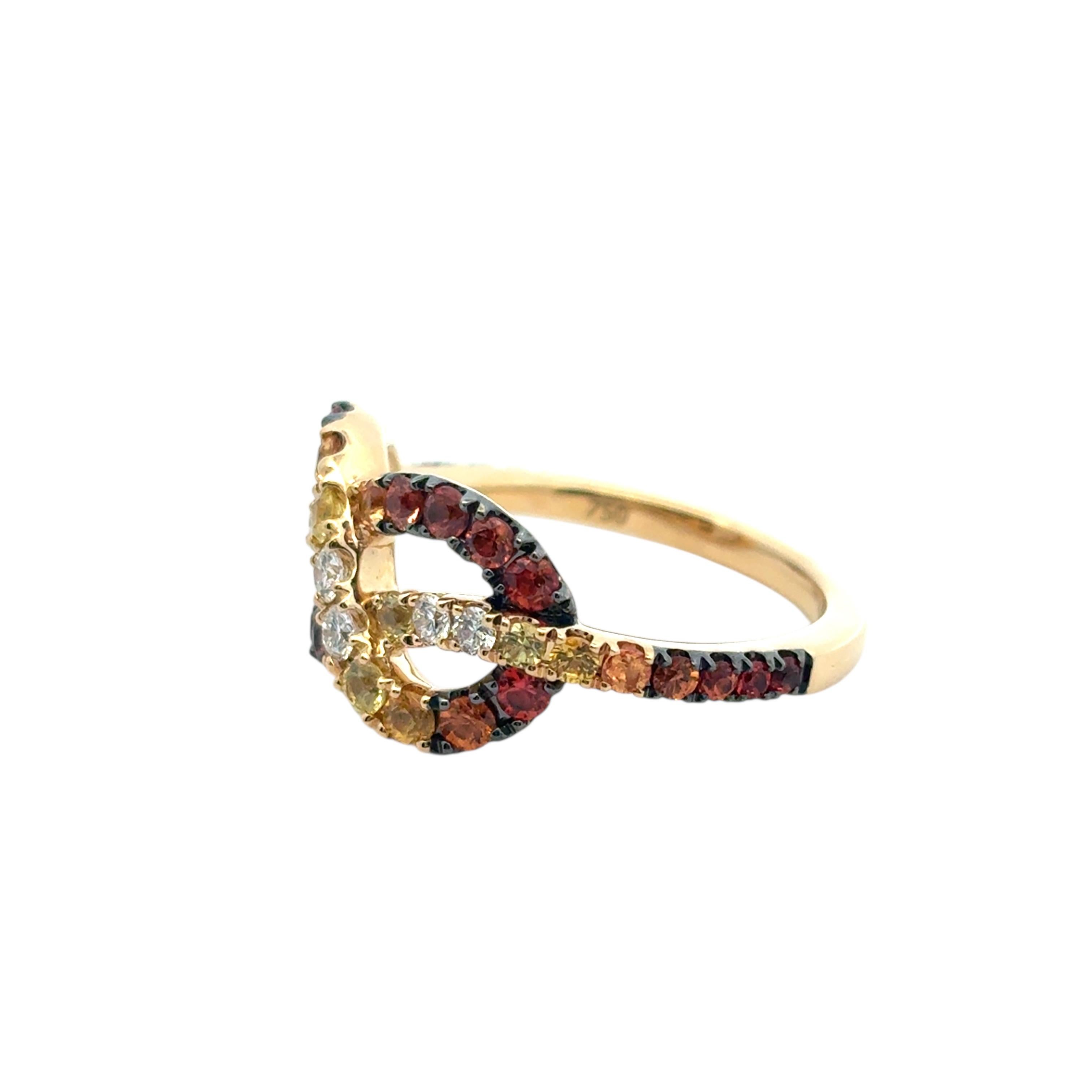 18k Yellow Gold Diamond Orange Stone Bowtie Ring im Angebot 10