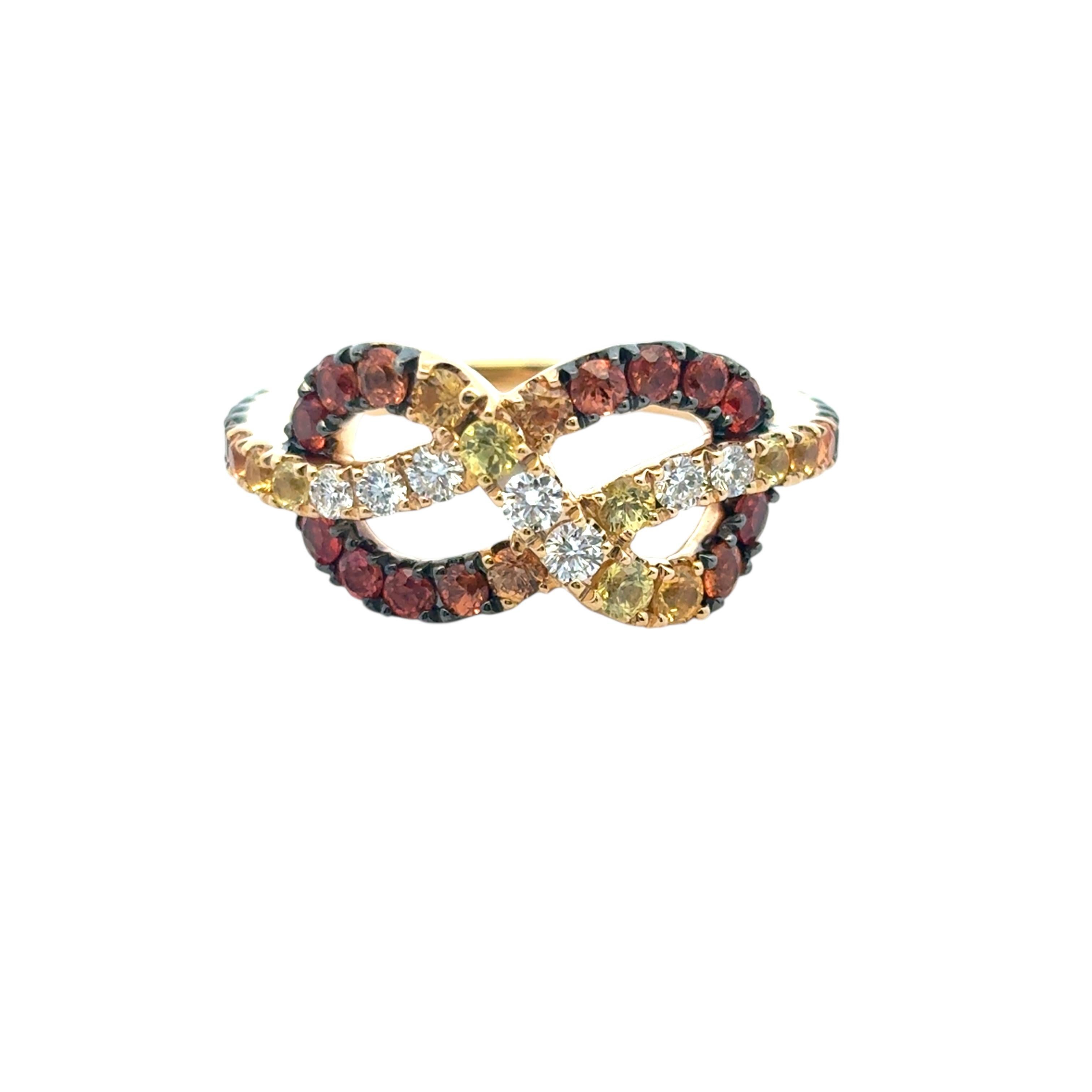 18k Yellow Gold Diamond Orange Stone Bowtie Ring im Angebot 11