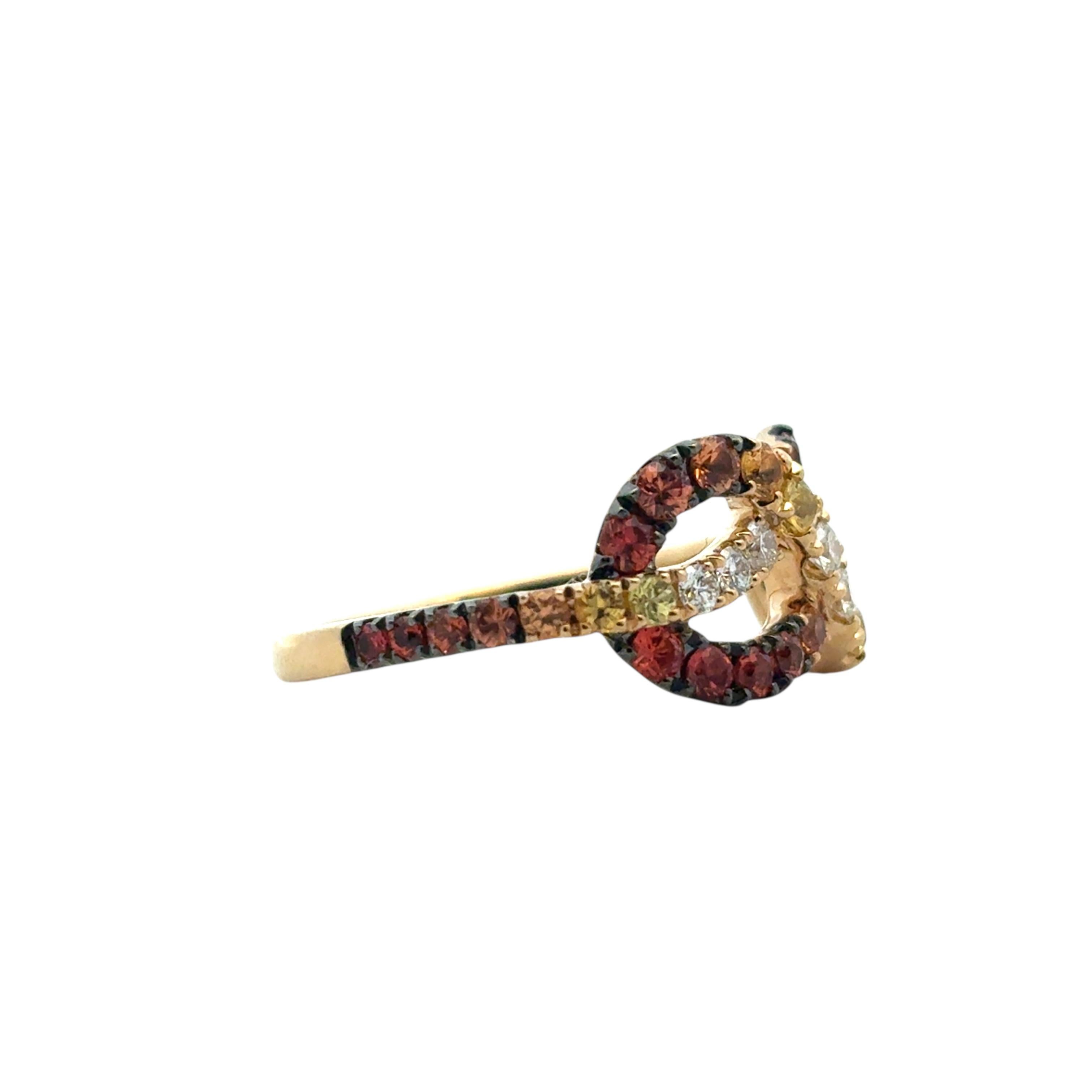 18k Yellow Gold Diamond Orange Stone Bowtie Ring im Angebot 1