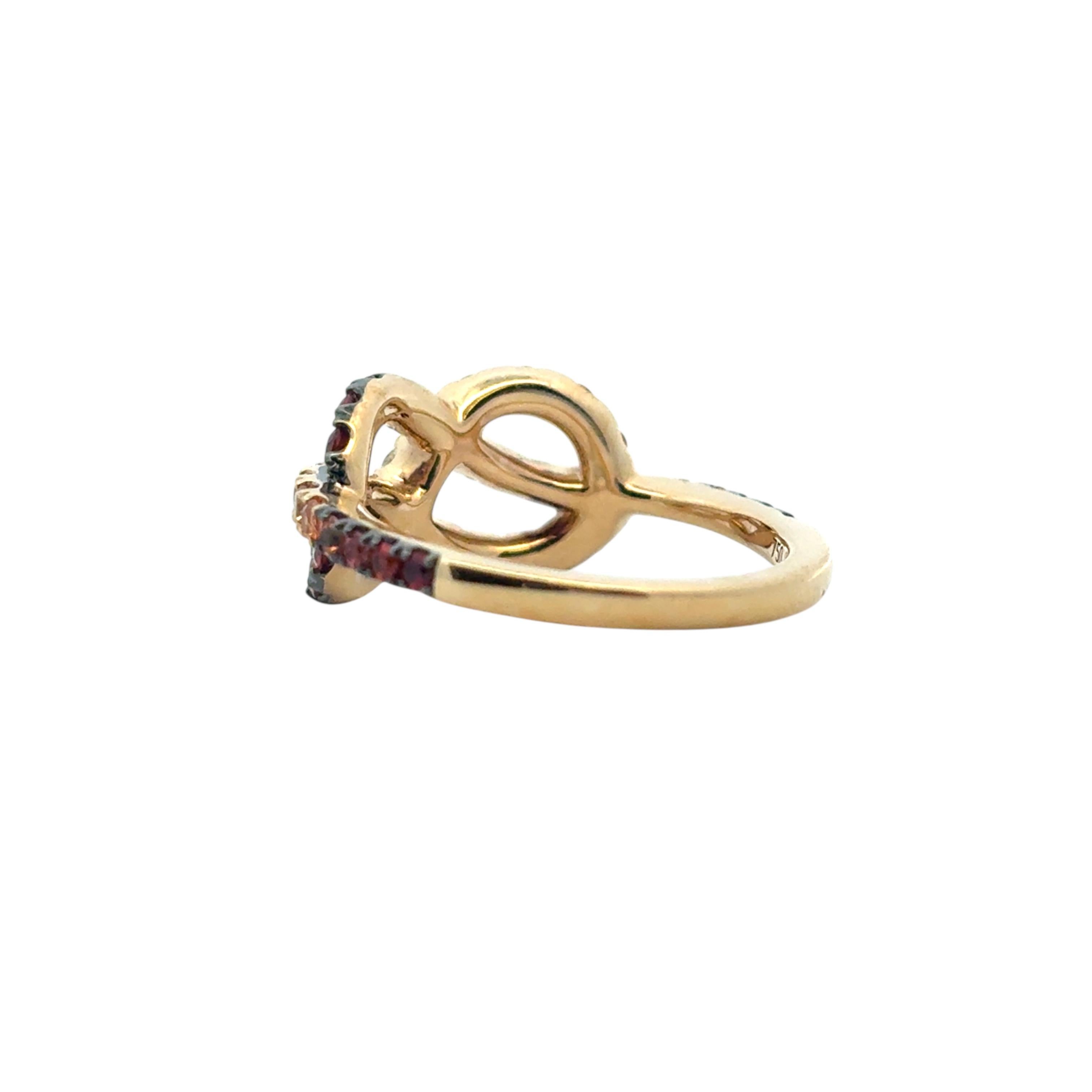 18k Yellow Gold Diamond Orange Stone Bowtie Ring im Angebot 3