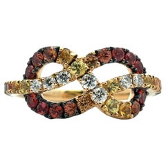 18k Yellow Gold Diamond Orange Stone Bowtie Ring