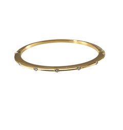 18K Yellow Gold Diamond Oval Bangle Bracelet #24973