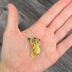 18k Yellow Gold Diamond Panda Pin-Brooch