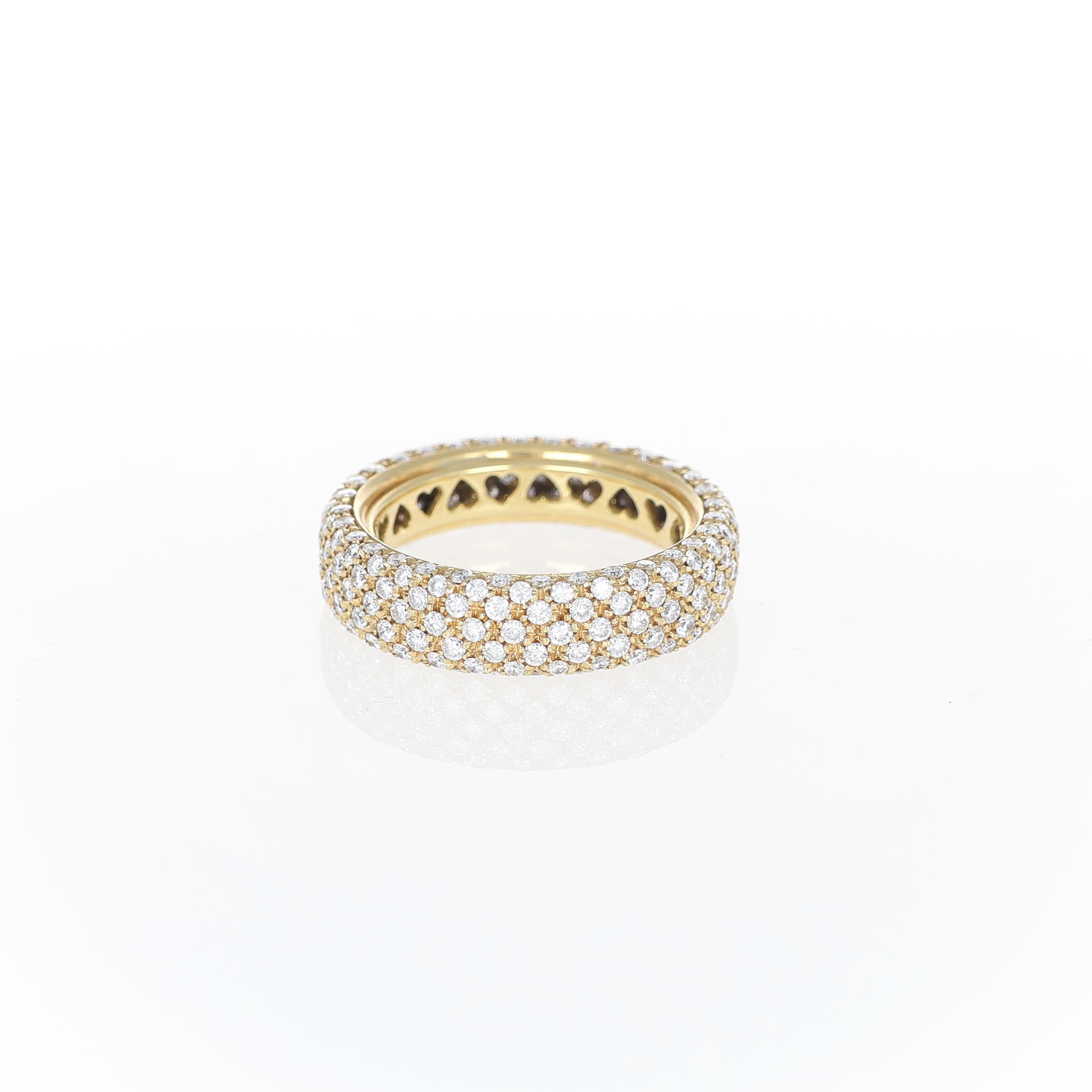 Taille brillant Bandeau pavé de diamants en or jaune 18K en vente