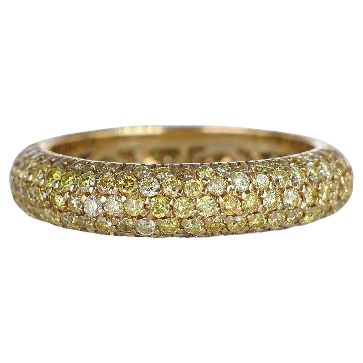 18K Yellow Gold Diamond Pavé Band Ring