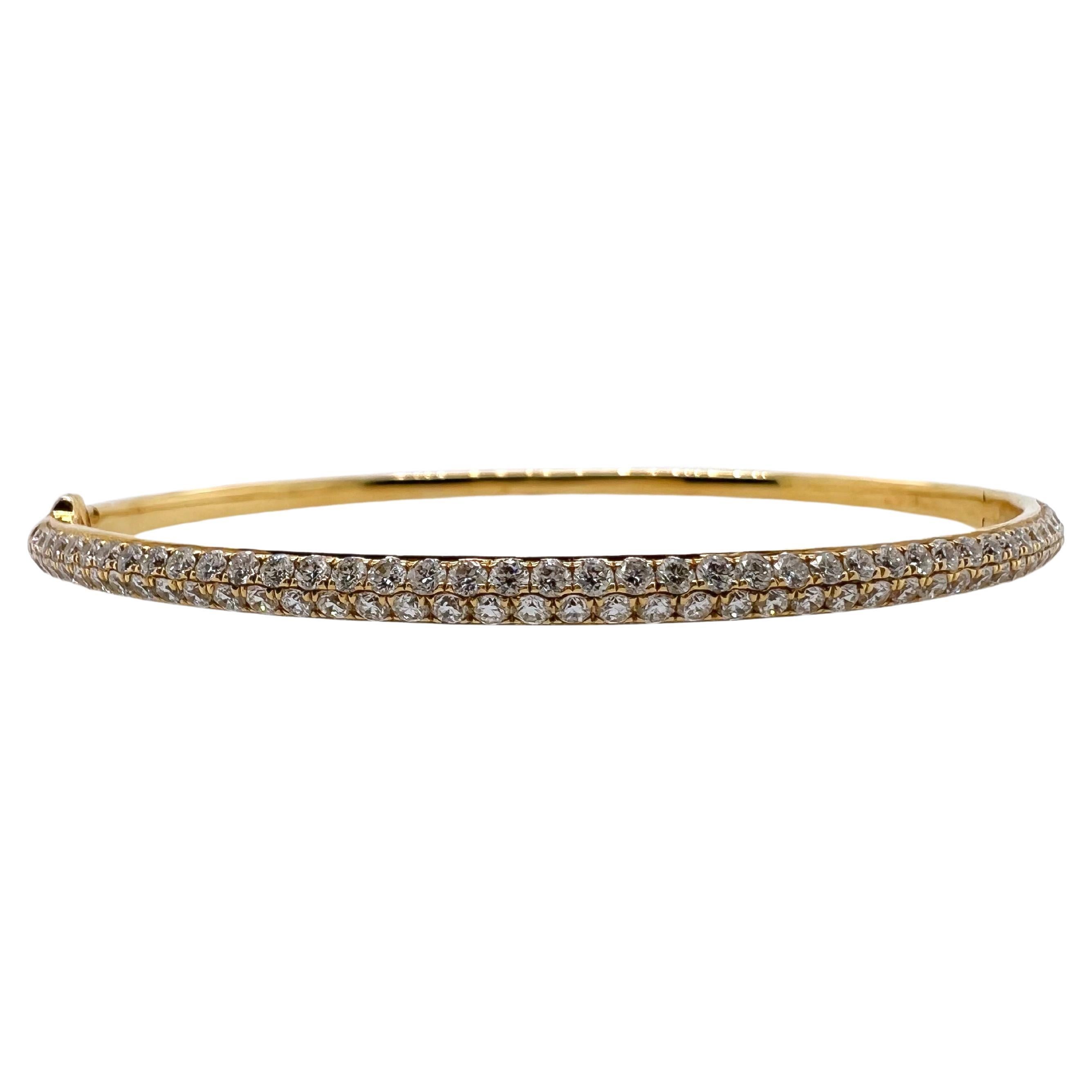 18k Yellow Gold Diamond Pavé Bangles Stackable