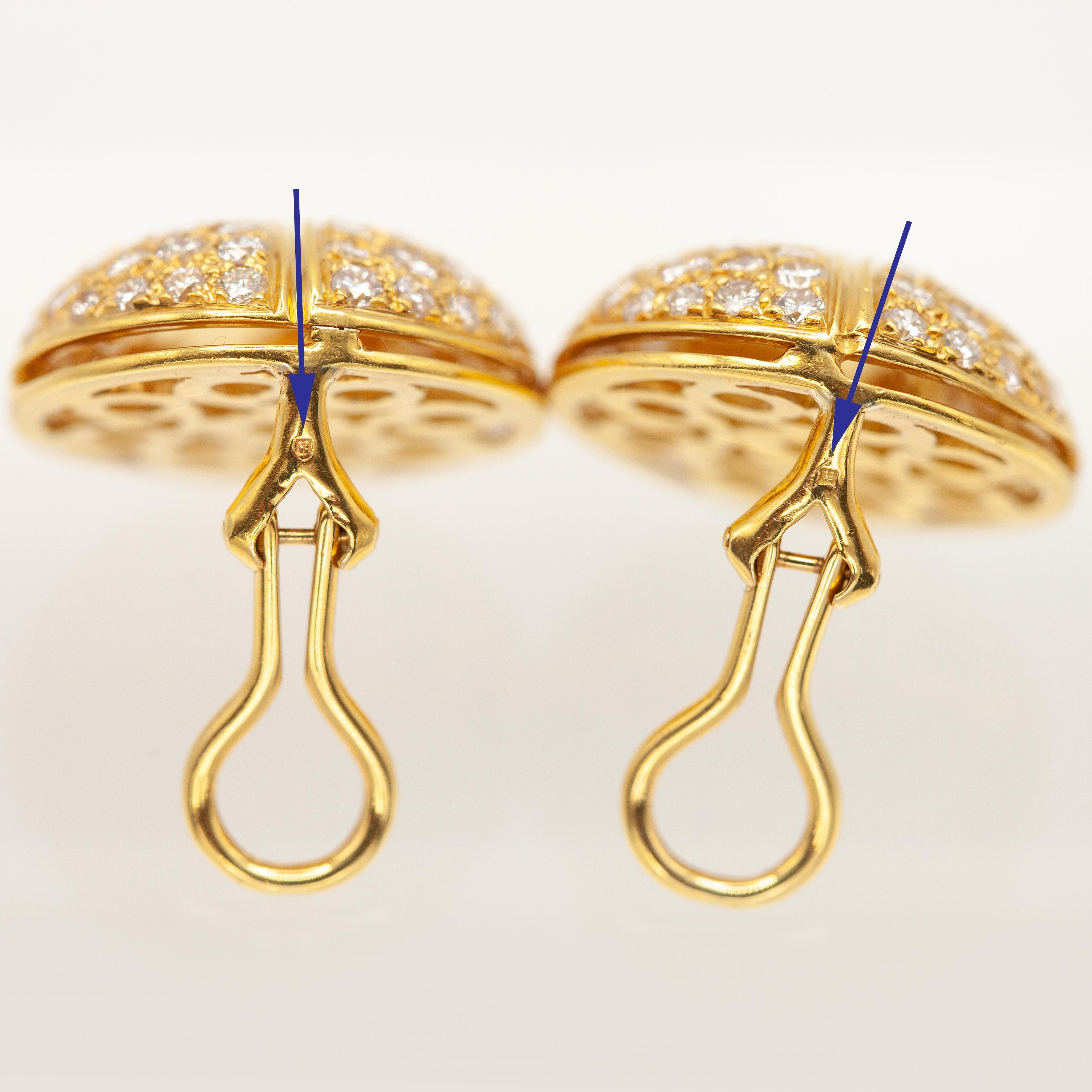 18K Gelbgold Diamant Pave Kuppel Clip-On Ohrringe im Angebot 2