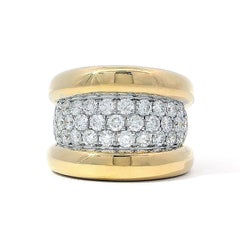 18K Yellow Gold Diamond Pave Gold Band Ring