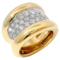 18K Yellow Gold Diamond Pave Gold Band Ring