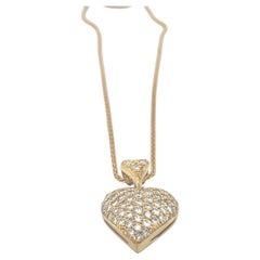 18K Yellow Gold Diamond Pave Necklace on a Rope Chain