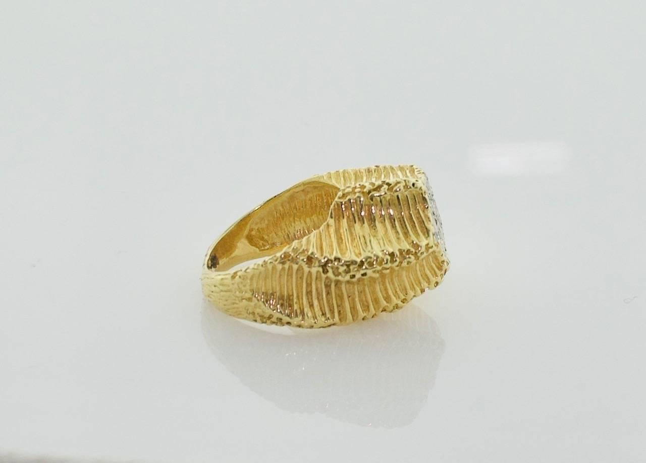 Round Cut 18 Karat Yellow Gold Diamond Pave Ring