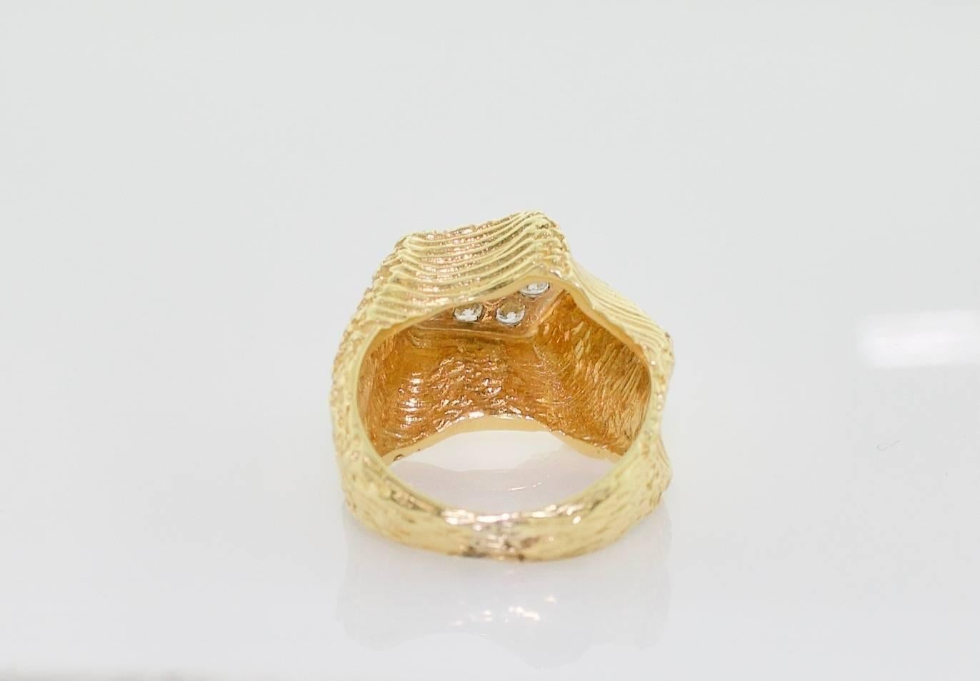 Women's or Men's 18 Karat Yellow Gold Diamond Pave Ring