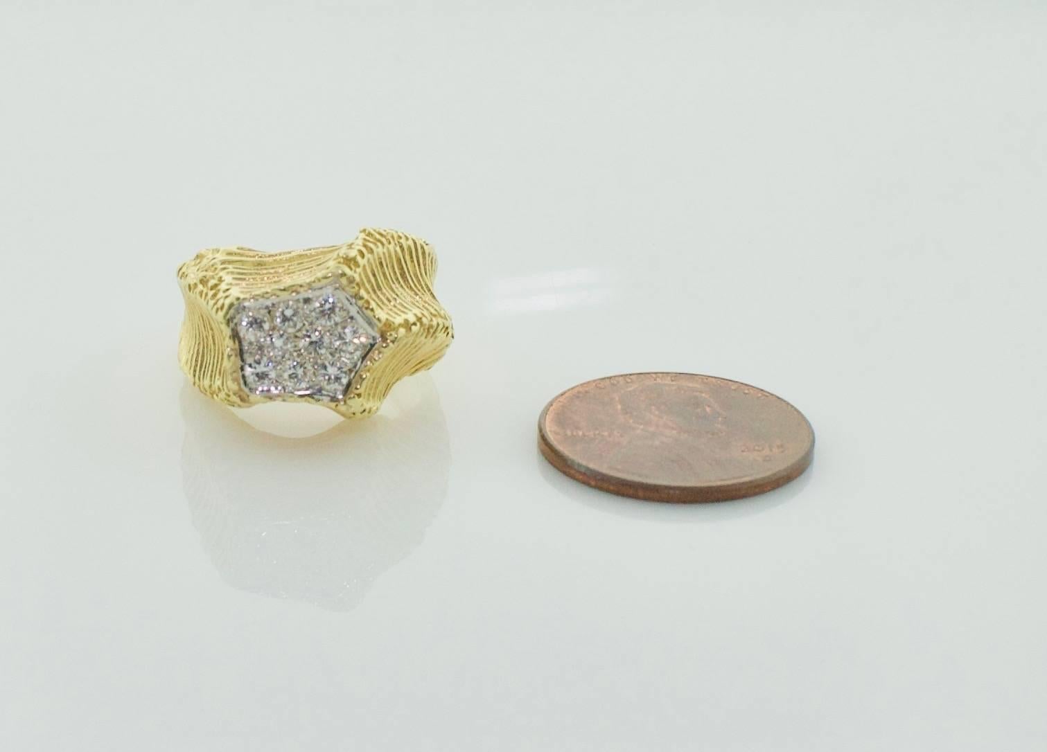 18 Karat Yellow Gold Diamond Pave Ring 3